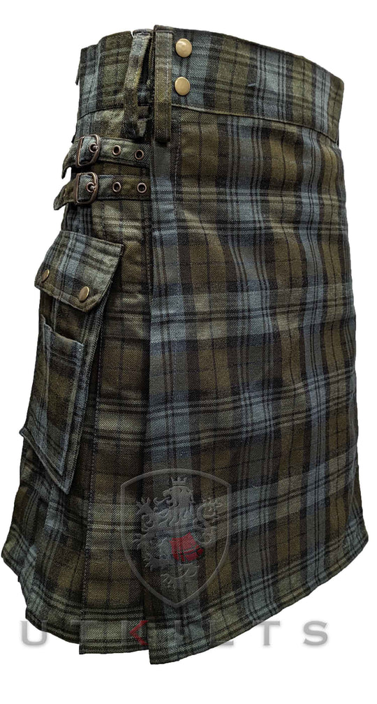 CLEARANCE! Standard Black Watch Weathered Utility Kilt - 27x18 custom