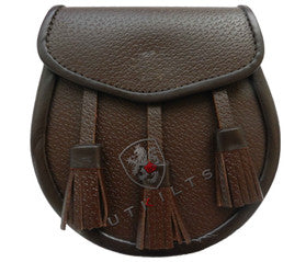 Brown Leather Regimental Sporran For Kilts - Daywear Style By SHYNE ENTERPRISES
