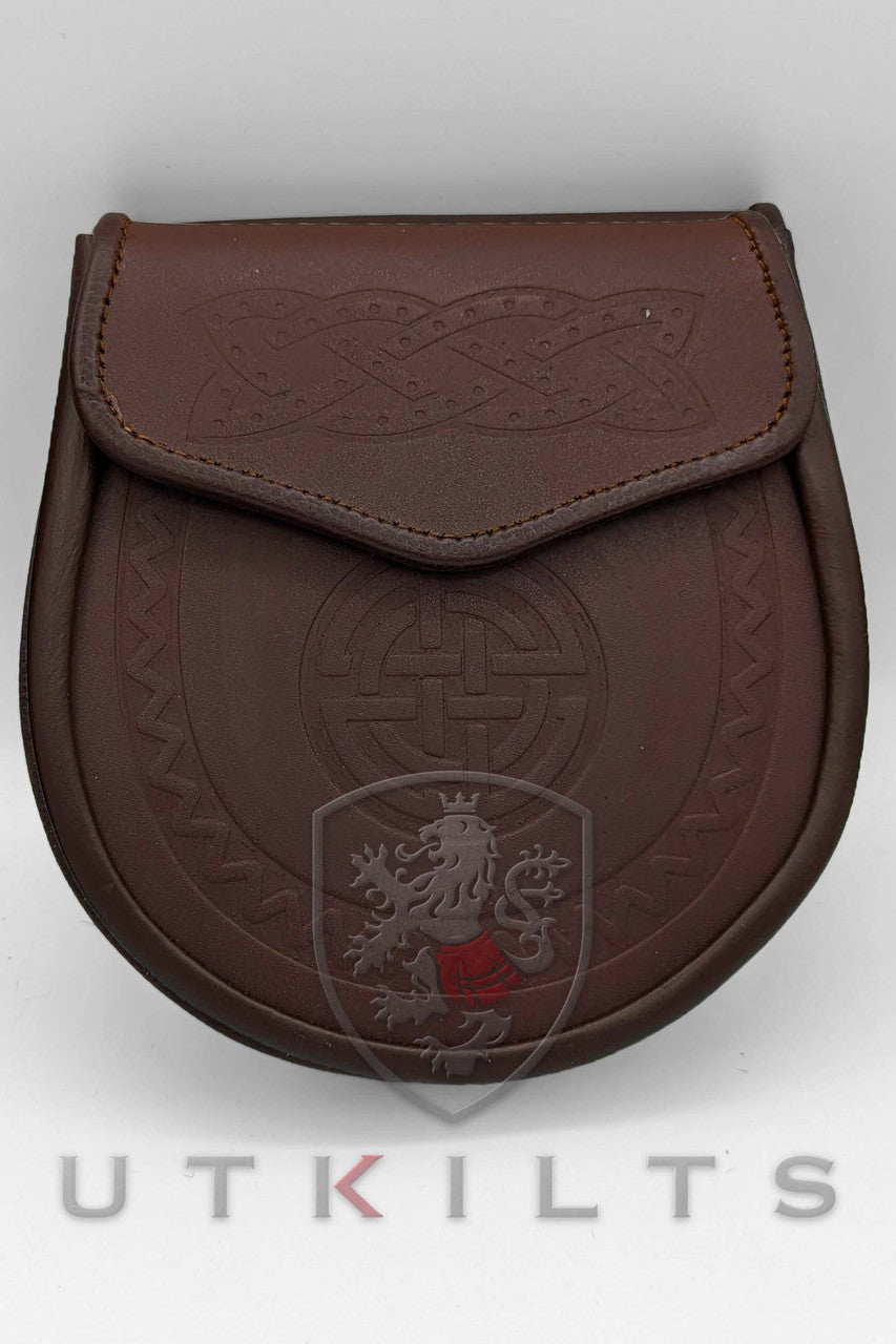 Brown Leather Celtic Knot Band Embossed Sporran