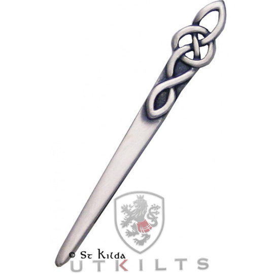 Premium Carrick Polished Silver Celtic Knot Kilt Pin