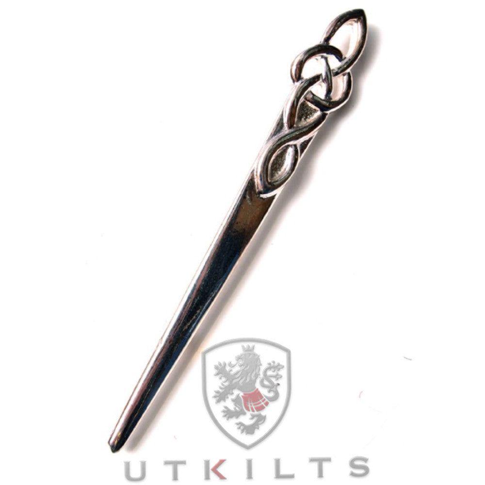 CLEARANCE! Premium Carrick Polished Silver Celtic Knot Kilt Pin