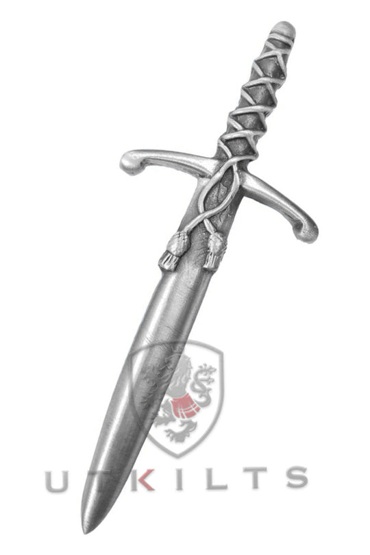 Premium Laced Battle Sword Antique Silver Kilt Pin