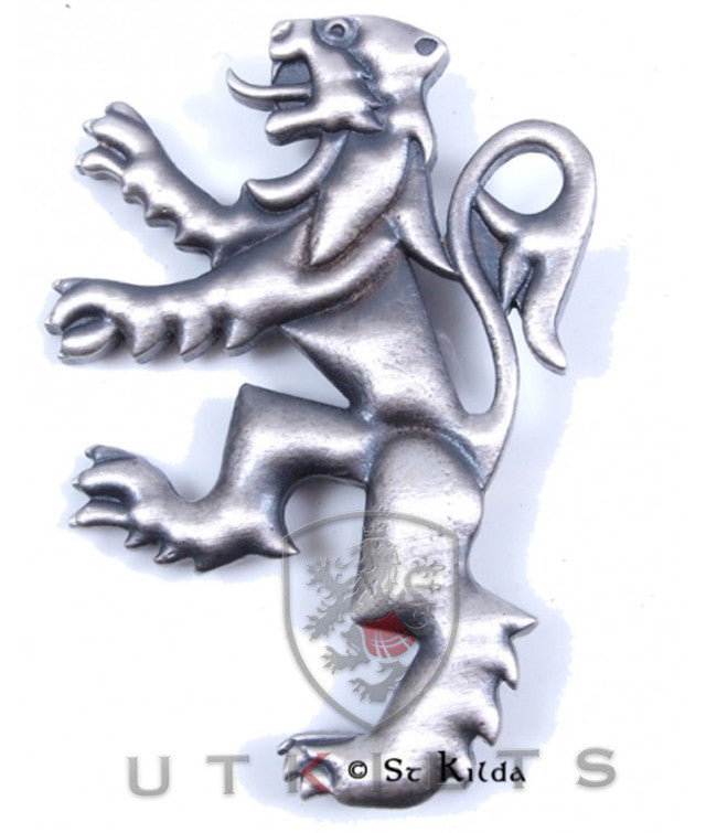 Premium Rampant Lion Kilt Pin Antique Silver