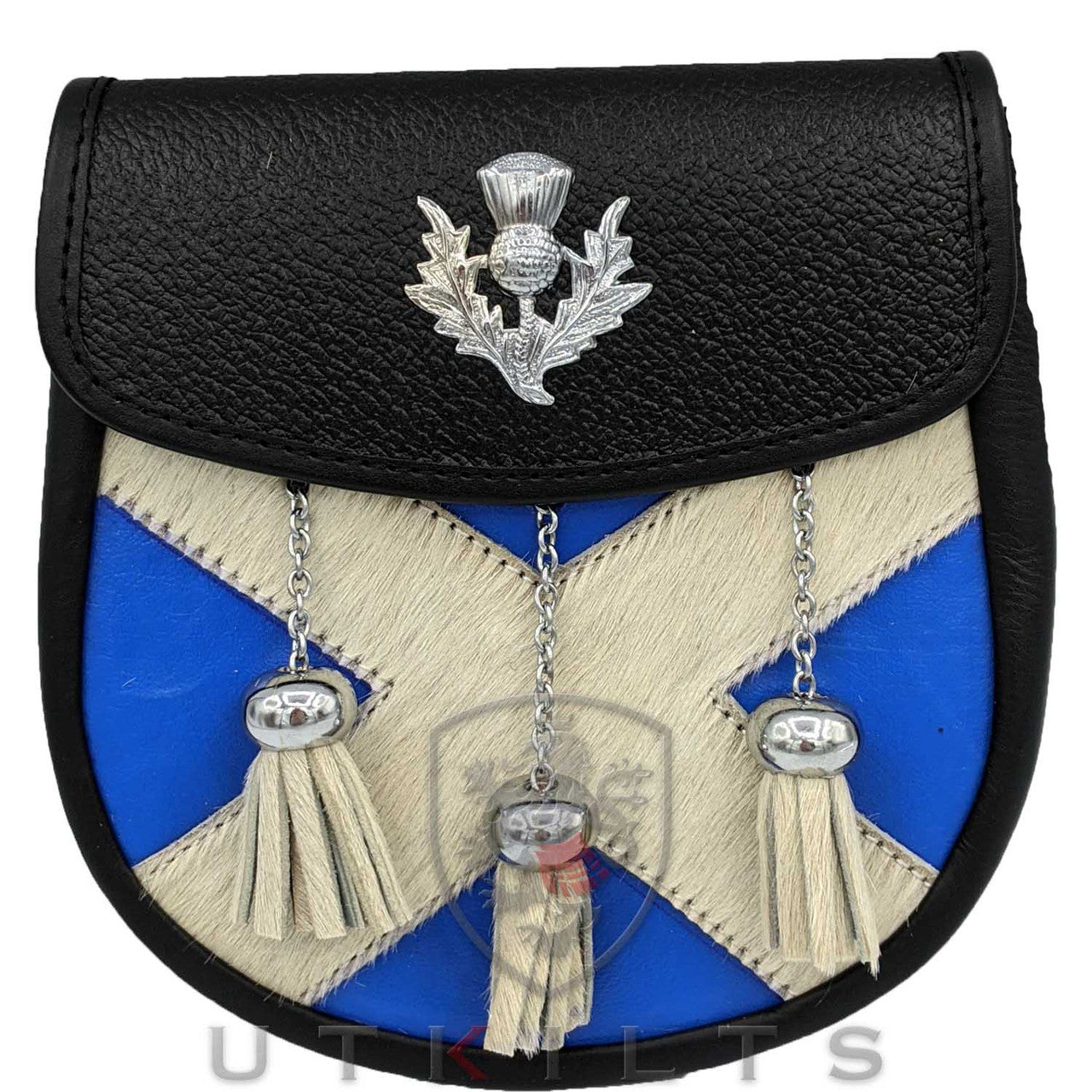 Scottish Saltire with Thistle Semi Formal Sporran