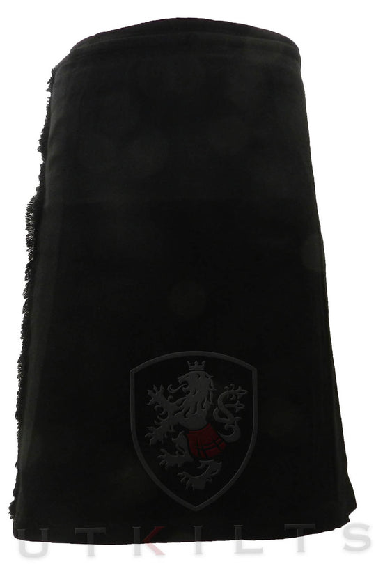 Solid Black Traditional Kilt - Front view