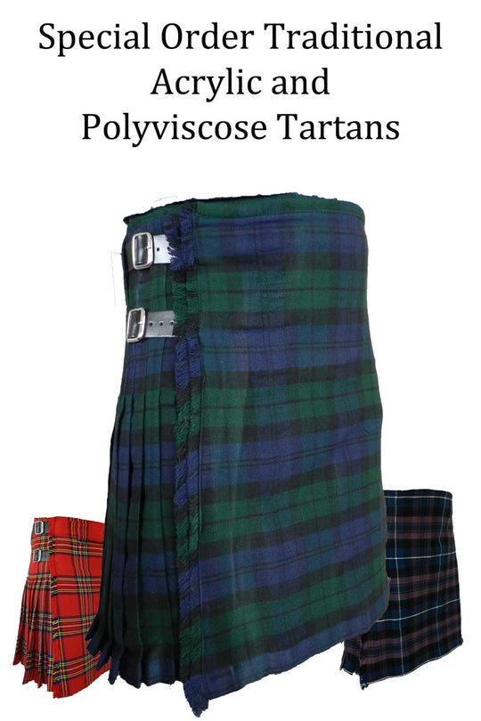 A special order traditional tartan skirt, elegantly designed with rich colors and intricate patterns, embodying classic style.
