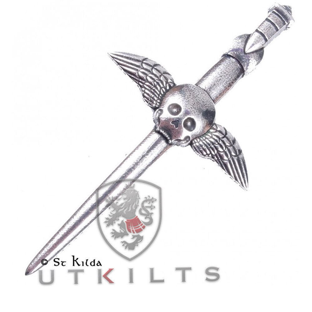 Premium Winged Skull Kilt Pin