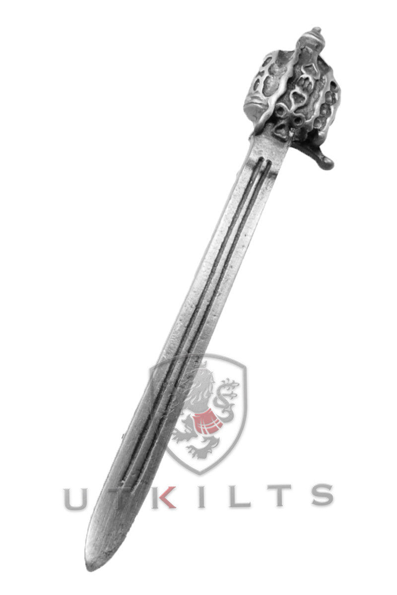 Premium Basket Hilted Sword Kilt Pin Antique Silver
